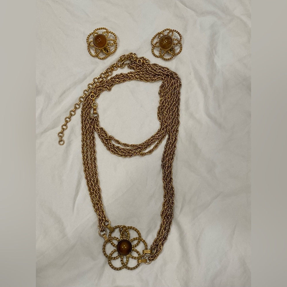 YSL Vintage BeltChain/Necklace and Earrings Jewlery set